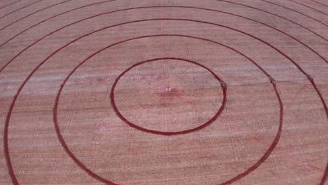 aierial shot of a harvested circular crop field in brazil