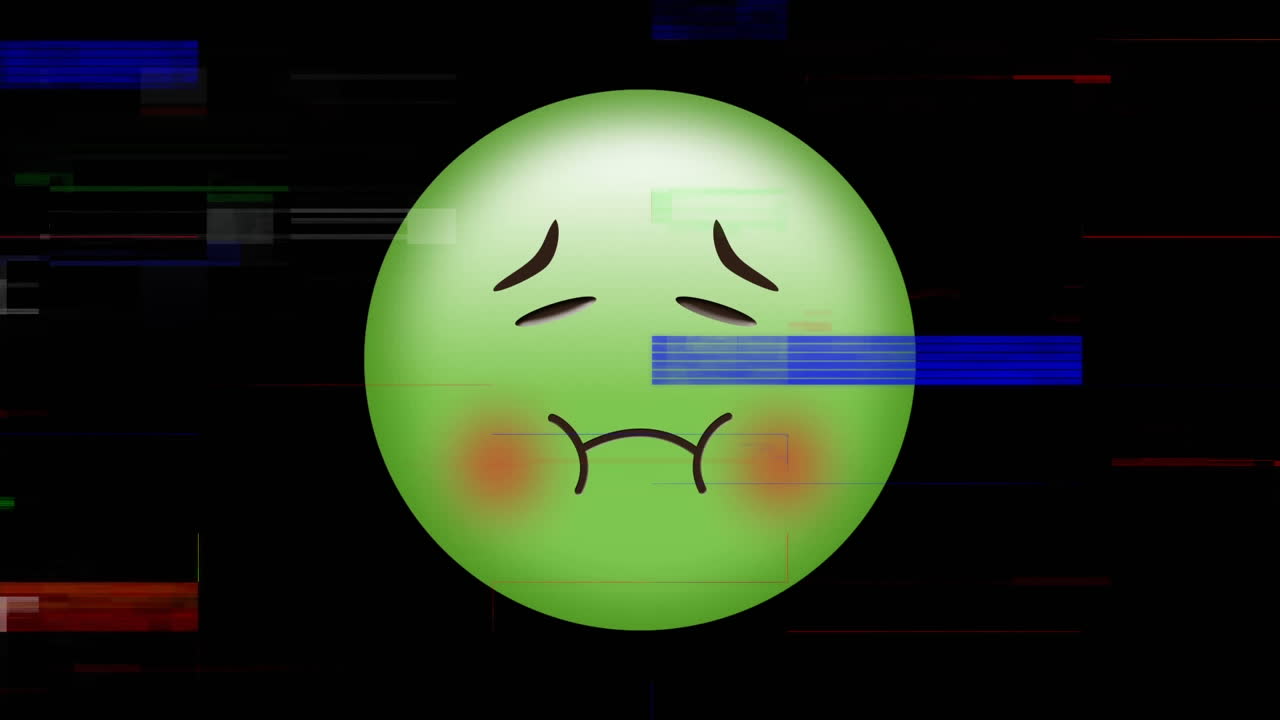 녹색 메스꺼운 얼굴 이모티콘