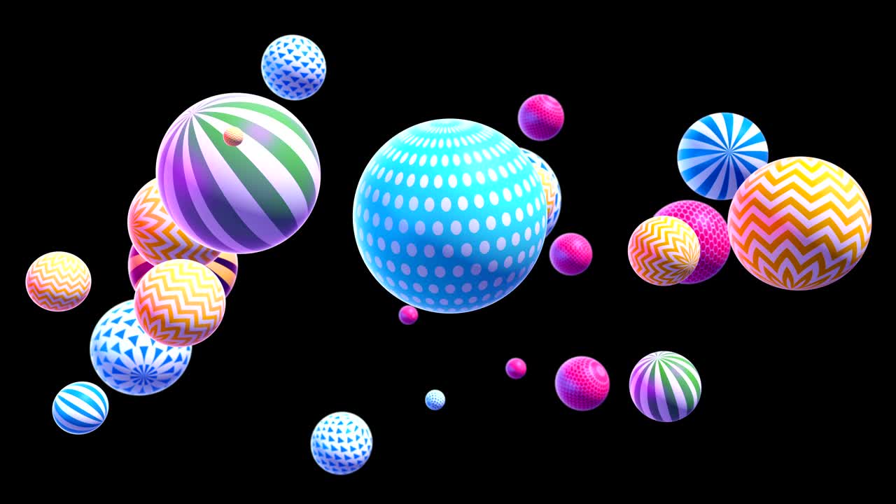 날아다니거나 떠다니는 간단한 기하학적 형태를 가진 추상적인 다채로운 배경. 다채로운 장식적인 loopable 3d 애니메이션.