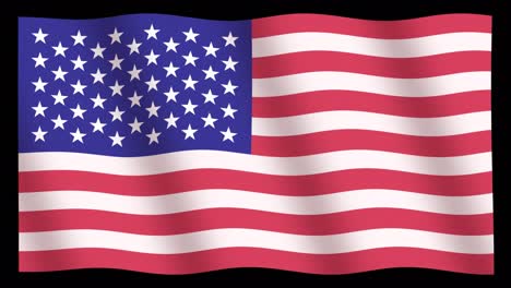 animation of waving american flag. united states of america or usa. animated stock video with alpha channel, transparent background. looped video. realistic national symbol. memorial day concept