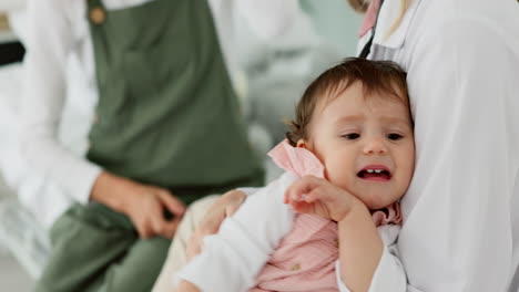 Baby,-crying-and-scared-at-doctor-for-healthcare
