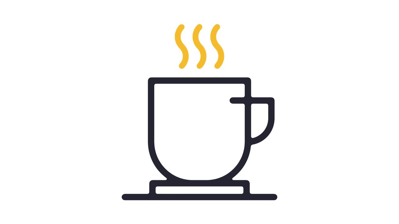 커피 브레이크 라인 아이콘 애니메이션과 알파