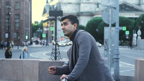 man in a cityscape
