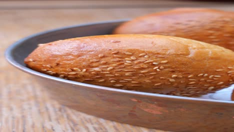 close-up shot of a sesame seed bun