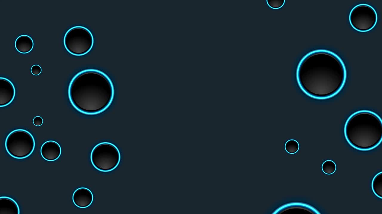 círculos de neón negros y azules animación de video de tecnología abstracta