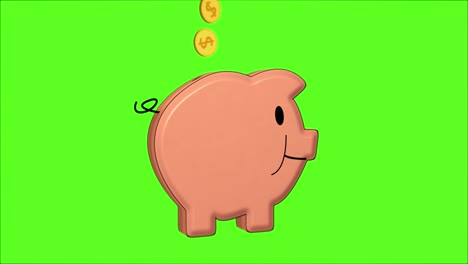 Animation-Eines-Glücklichen-Sparschweins,-Das-Mit-Goldenen-Münzen-Gefüllt-Wird