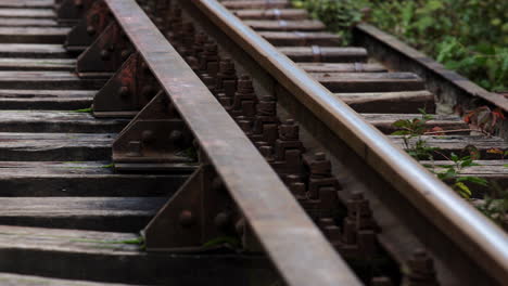 railway with wooden sleepers - close up view 1