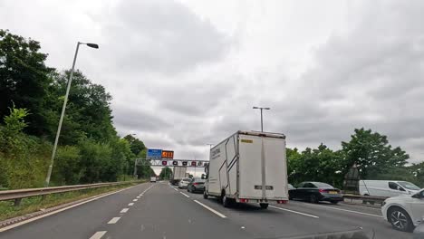 vehicles moving along a busy highway