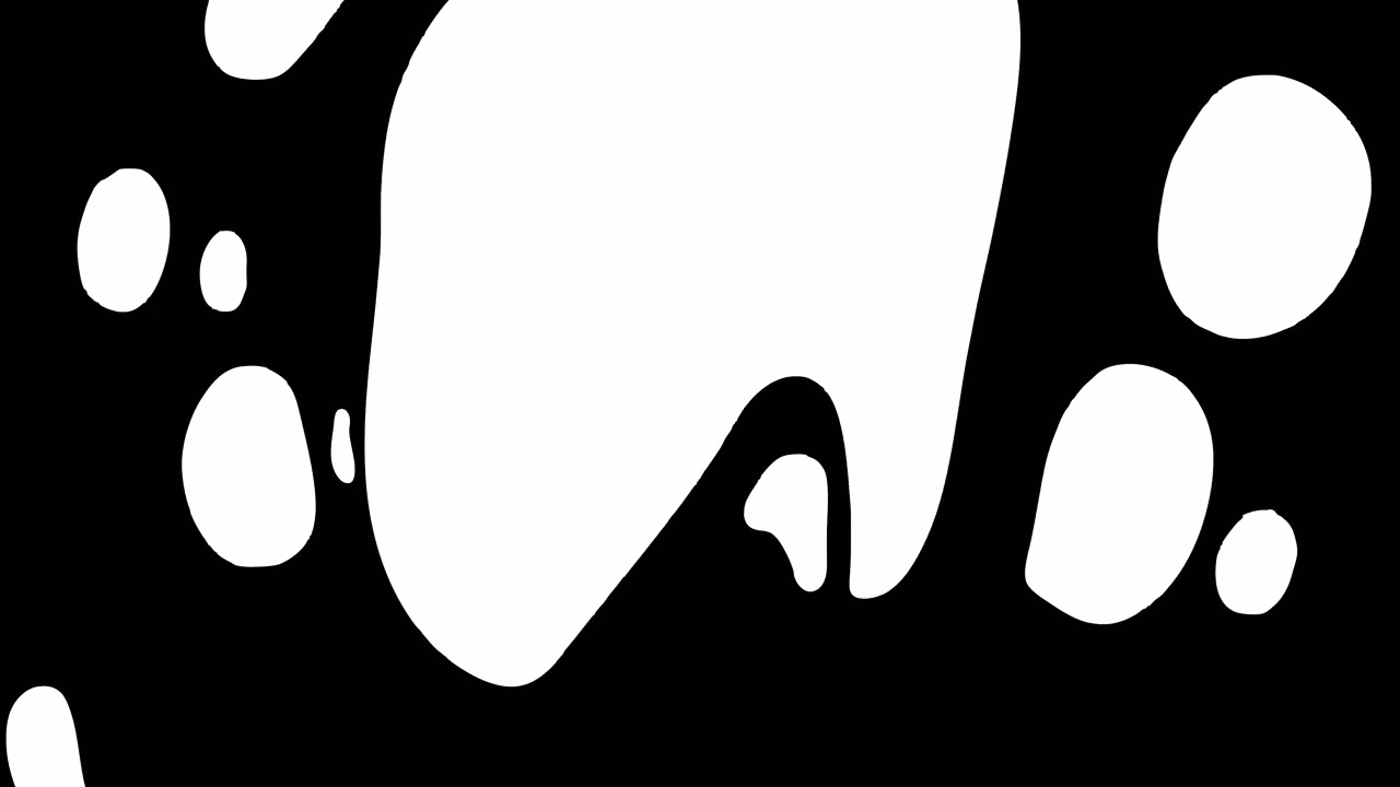 Dynamická abstraktní animace měnících se tekutých tvarů.