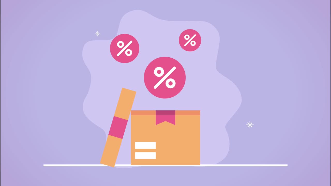 embalaje de caja con símbolo de porcentaje