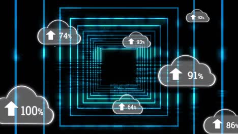 Animation-of-clouds-with-growing-number-over-neon-squares