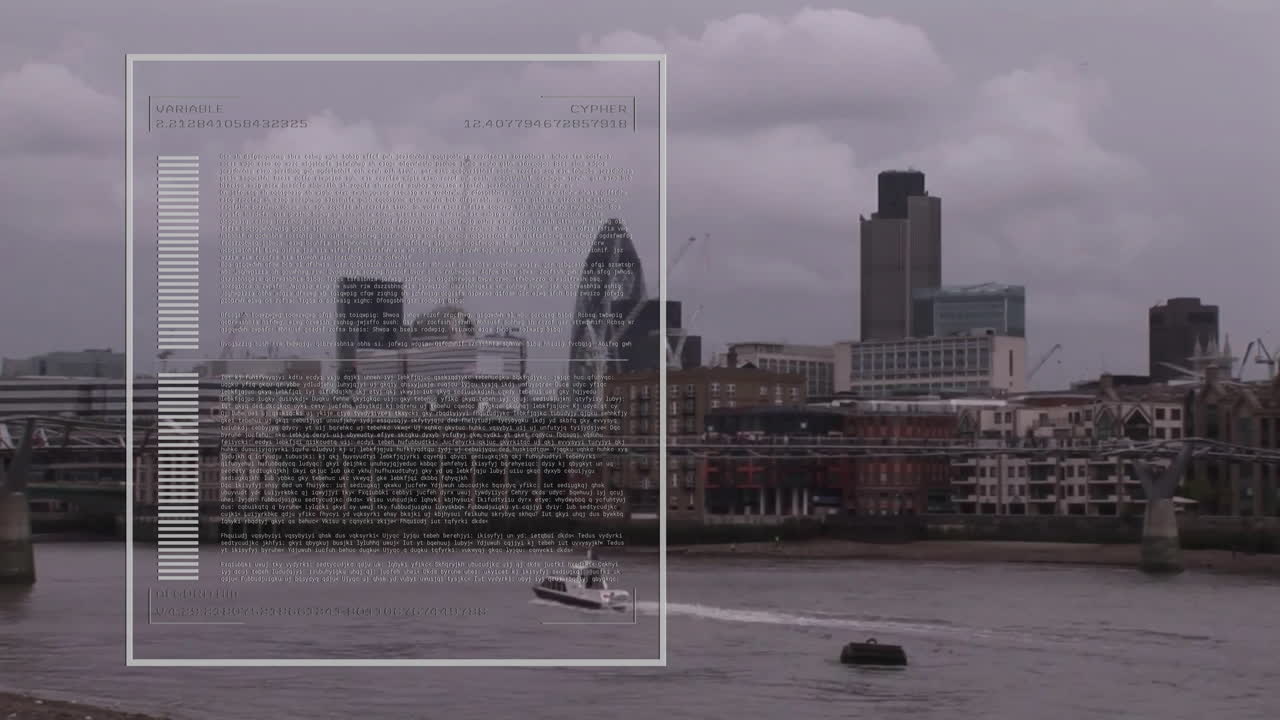 강과 보트를 볼 수 있는 도시 풍경에 대한 데이터 애니메이션 처리