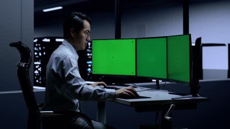 technician working late in a server room