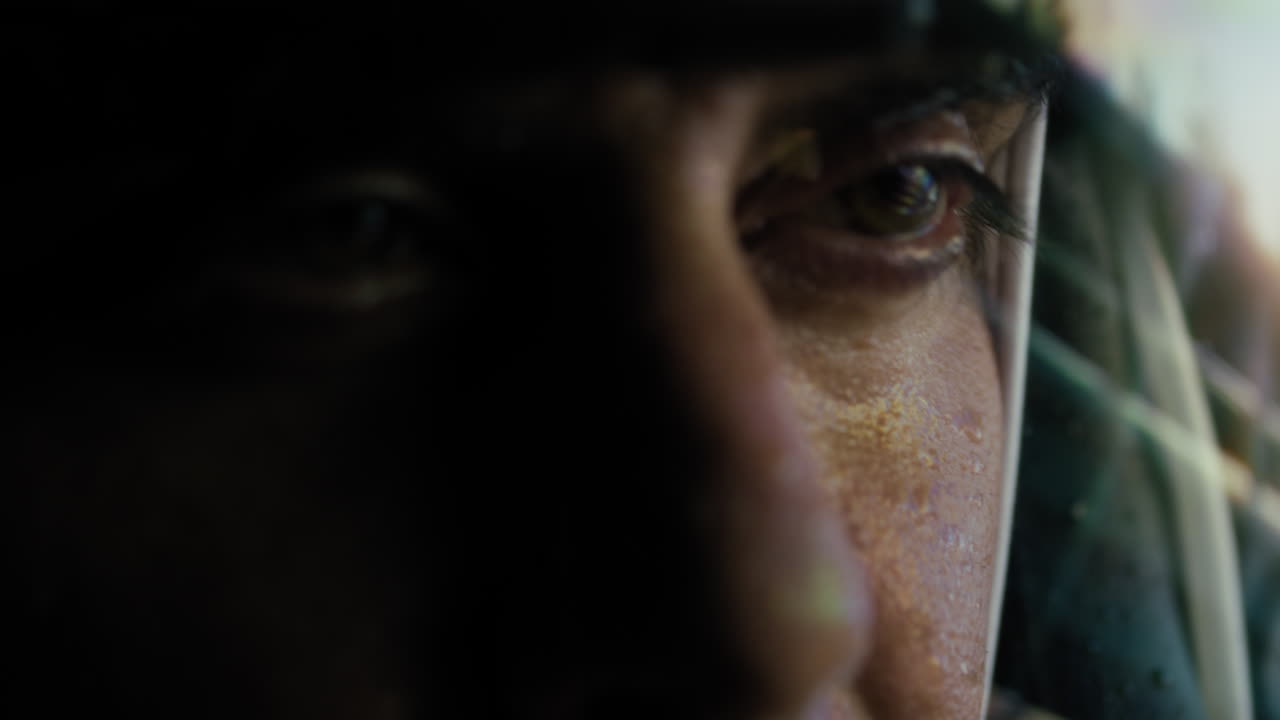 Pilot Man Eyes Focused On Driving A Supercar Fast Race With Helmet