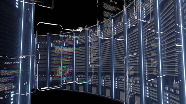 Animation af digital databehandling over computerservere