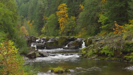 Tiro-De-Gran-Angular-De-La-Cascada,-Steamboat-Creek-Oregon