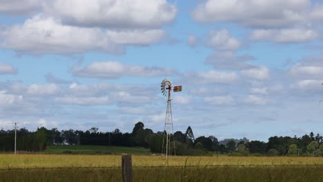 el lapso de tiempo de un molino de viento en un campo sereno