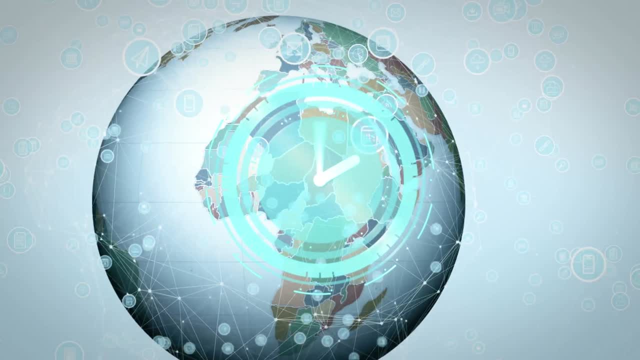 세계에 대한 시계 이동 및 아이콘의 애니메이션