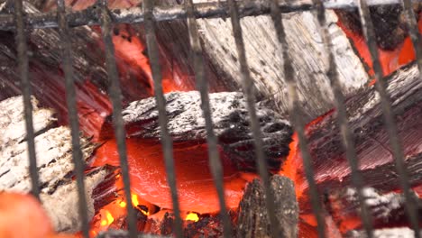 burning charcoal grill