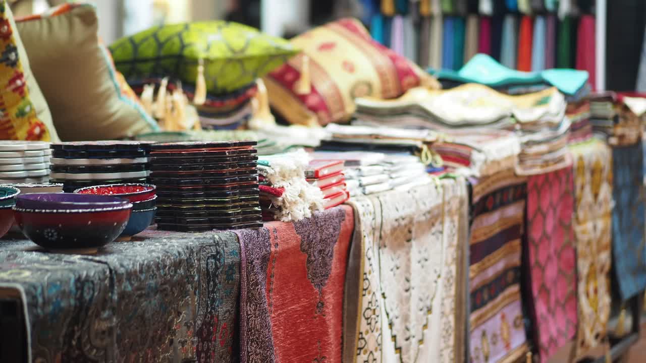Market Stall with Handmade Ceramics and Textiles