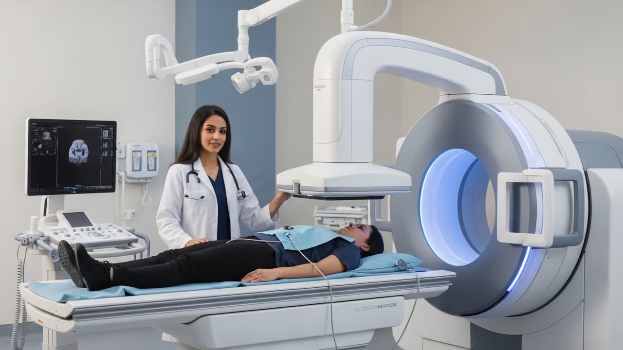 Medical Imaging Procedure: A Healthcare Professional Operating Advanced Imaging Technology for Patient Evaluation in a Modern Clinical Setting
