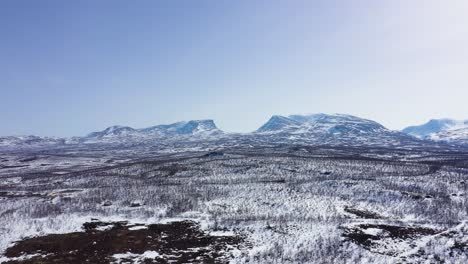 aerial view of swedish mountains and the lapponian gate