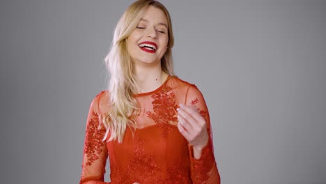 beautiful woman in a red dress