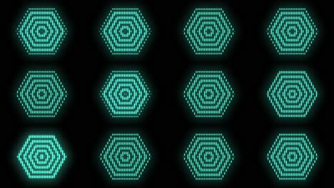 patrón moderno de hexágonos verdes con luz de neón