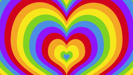 animación de múltiples corazones arco iris pulsantes