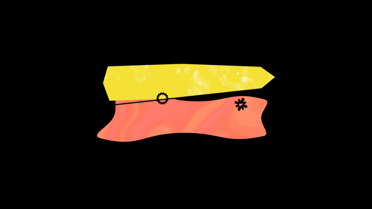 Animated Yellow and Pink Graphic Banners Expanding on Black Background