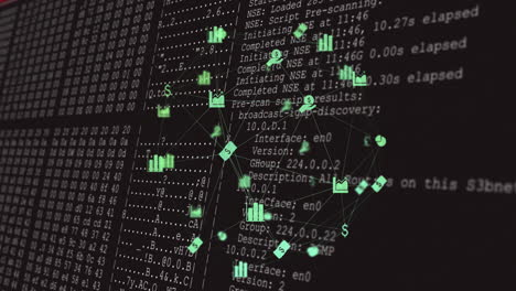 animación de la red de conexiones a través del procesamiento de datos