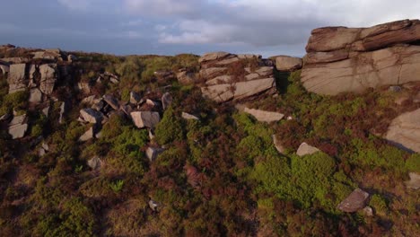 cinematic 4k drone footage. rural landscape at the roaches, staffordshire.