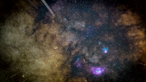 volando a través de campos estelares en el espacio.