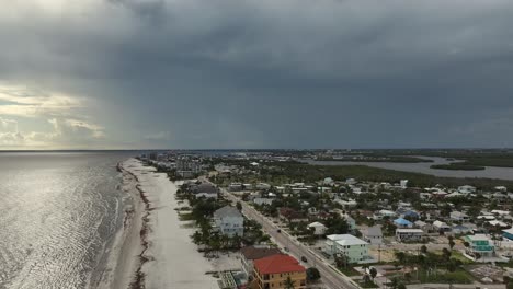 Drone-view-of-the-burbs-on-Ft-Myers-Beach-Florida-before-a-storm