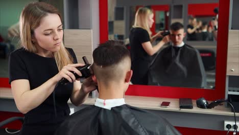 haircut in a hair salon