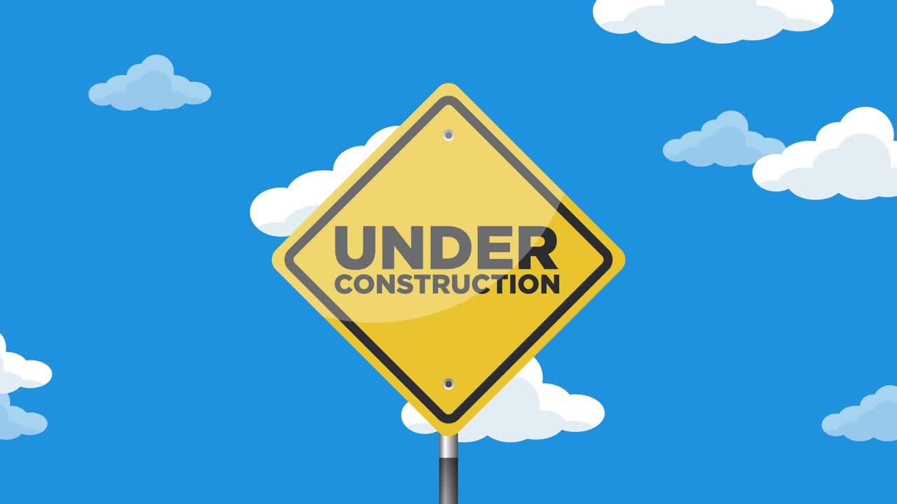 animación de señales de tráfico en construcción.