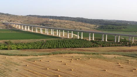 highway bridge over agricultural fields