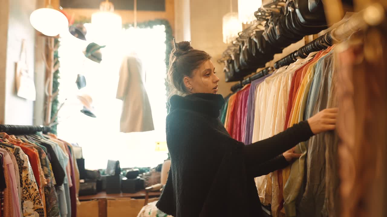 mujer comprando ropa en una boutique