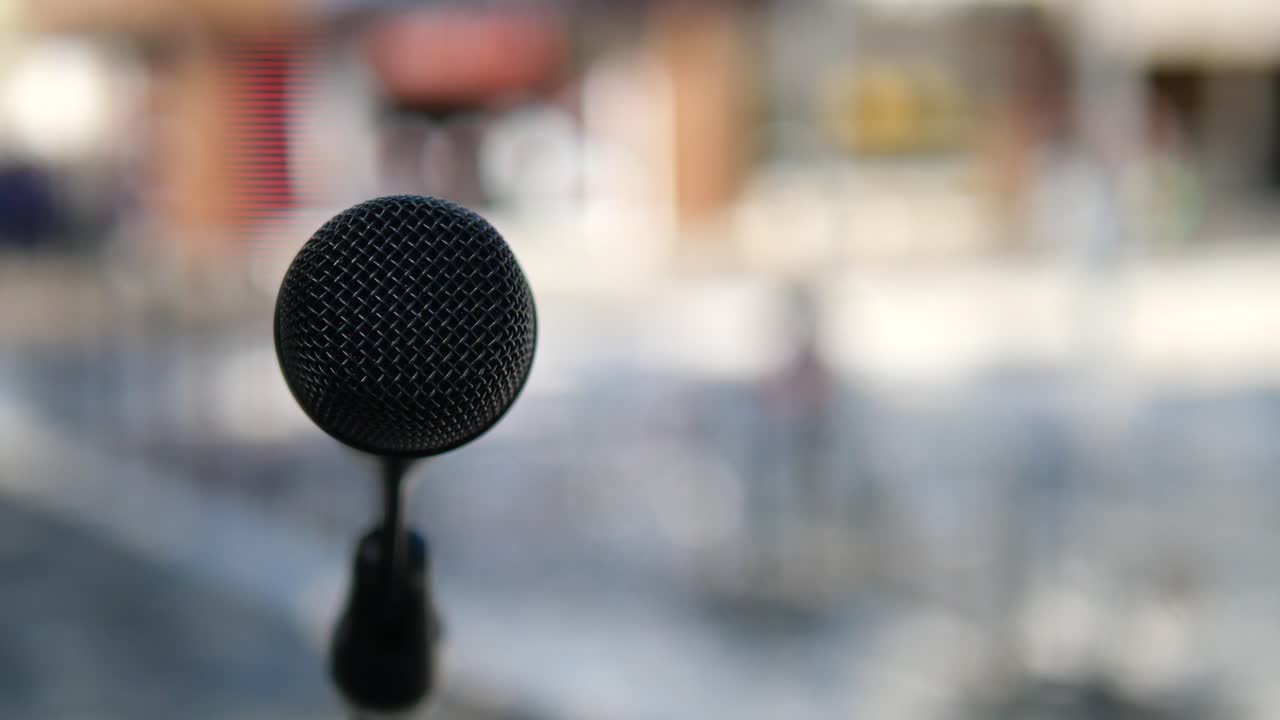 Close-up of a Microphone on a Stand