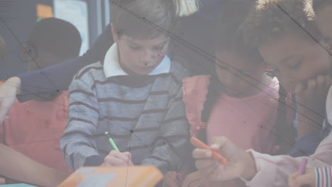 animación de la red de conexiones sobre los niños en edad escolar