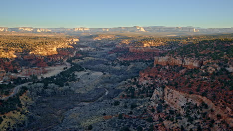 drone shot high up in canyonlands near kanab utah at dawn
