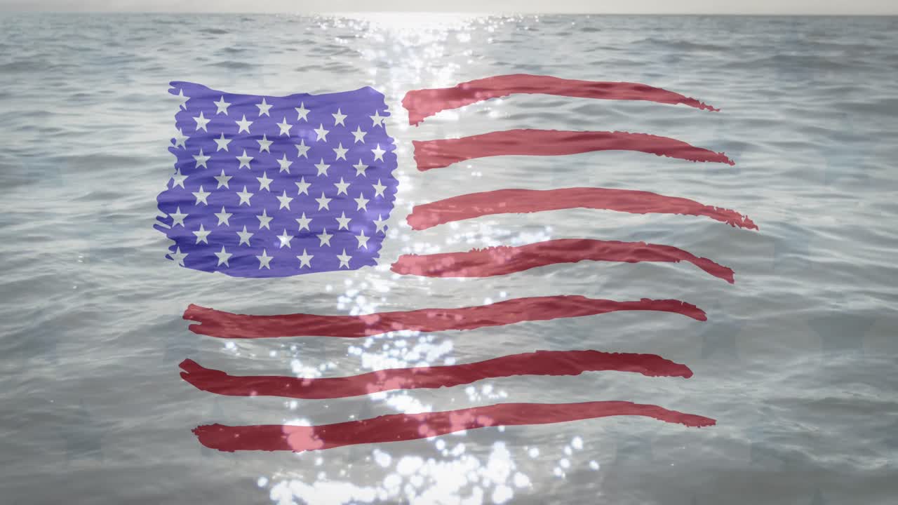 미국  ⁇ 발 디자인 패턴은 해가 바다의 파도 위에 비추고 있습니다.