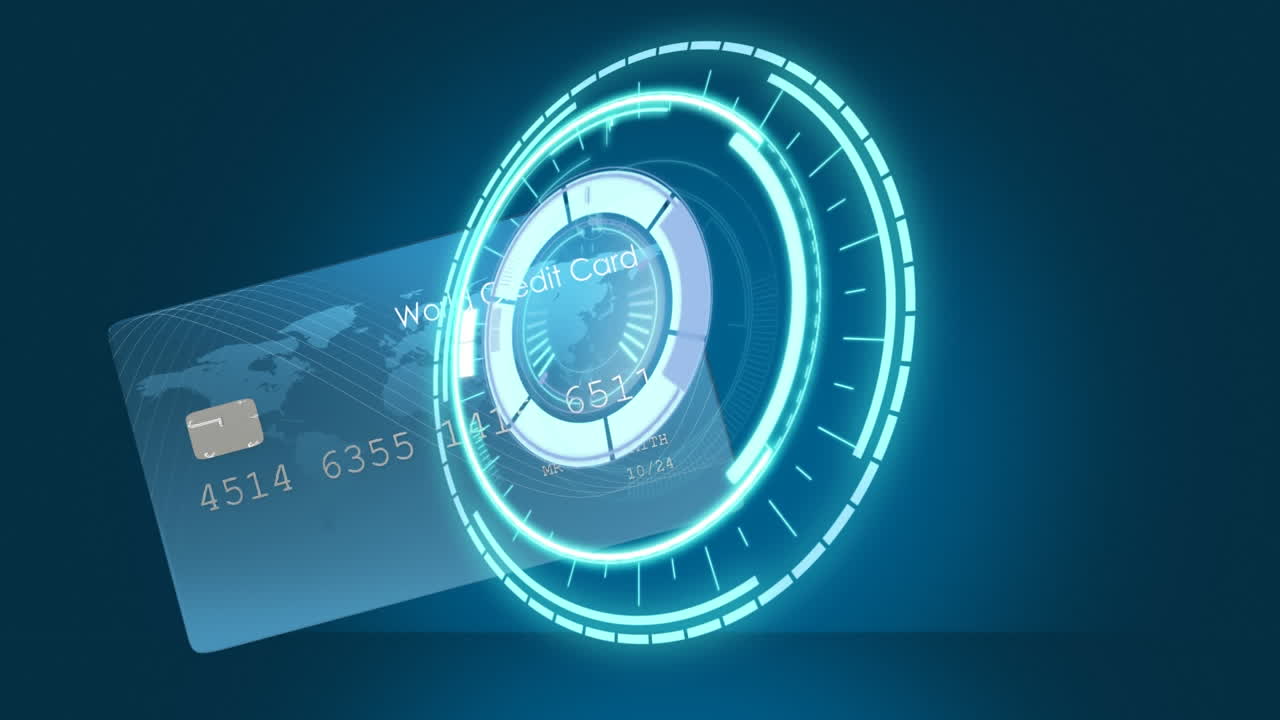 Animation of loading circle over bank card