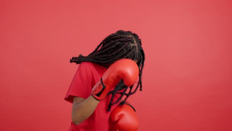 young woman boxing