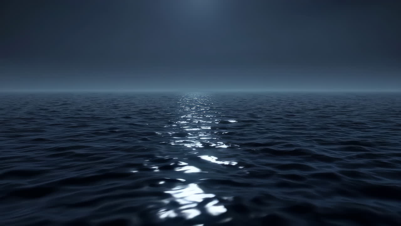 Moonlit Ocean at Night