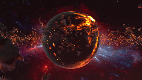 fiery planet explosion in space
