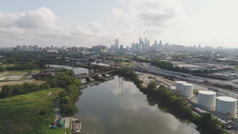 Philadelphia-Skyline-Per-Drohne-Vom-Südwesten-Philadelphias-Aufgenommen