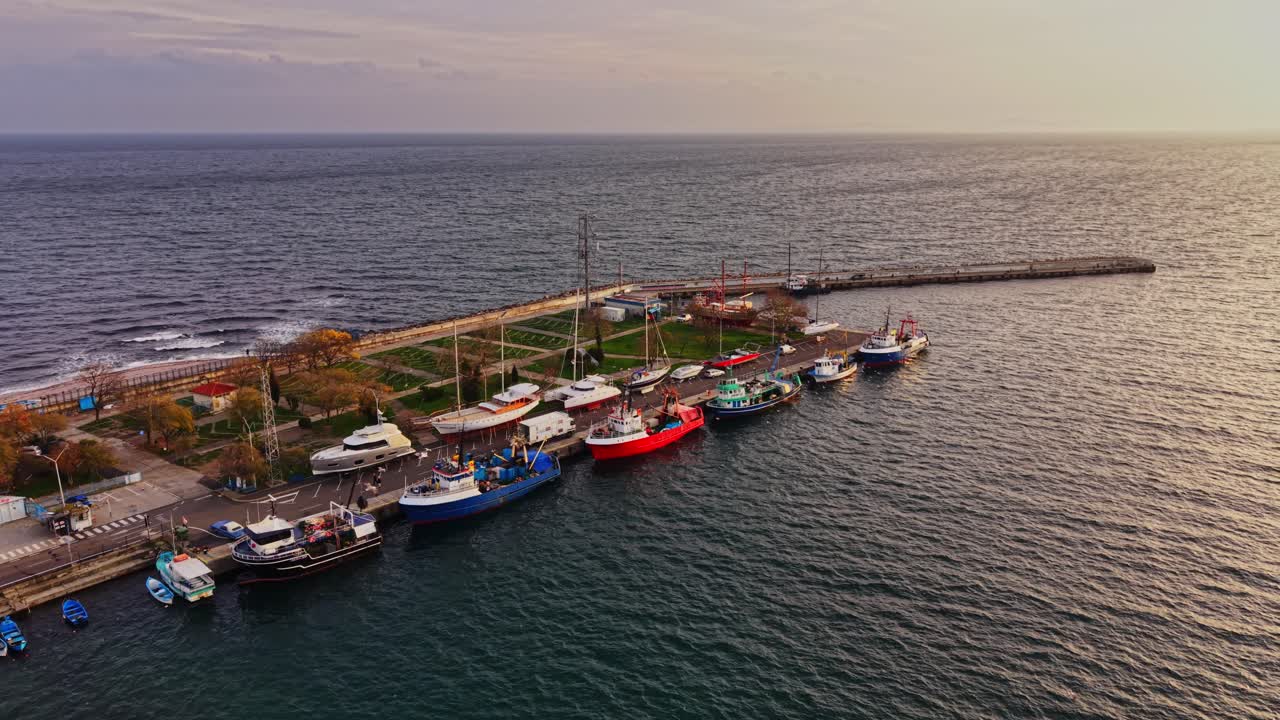 Vibrant fishing boats docked at Nesebar in Bulgaria near the Black Sea