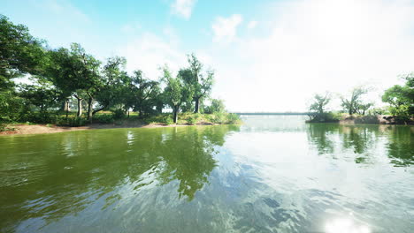 Beautiful-colorful-summer-spring-natural-landscape-with-a-lake-in-Park