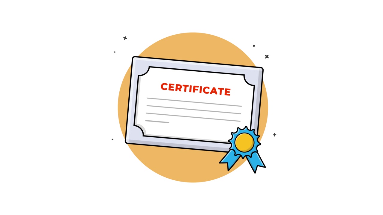 Animated Cartoon Illustration of an Award Certificate